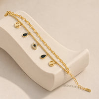 Evil Eye Double Layered Charm Bracelet - Anti Tarnish Gold Plated