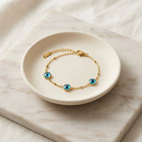 Evil Eye Gold Plated Bracelet - Anti Tarnish Minimalist Chain