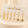 Evil Eye & Minimalist Hoop Earrings Set of 3 - Anti Tarnish Gold Plated