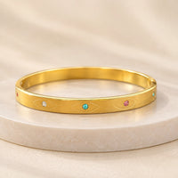 Evil Eye Multi-Stone Gold Plated Bangle | Anti-Tarnish Minimalist Bracelet