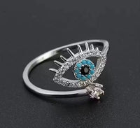 Evil Eye Adjustable Crystal Ring - High Quality Silver Fashion Jewelry