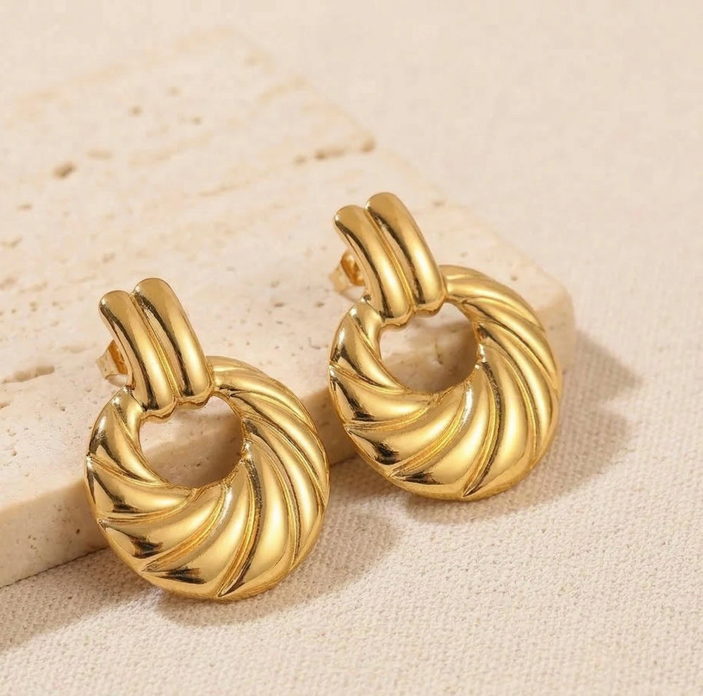 Chunky Croissant Dome Hoop Earrings - Anti-Tarnish Gold Plated Statement Jewelry