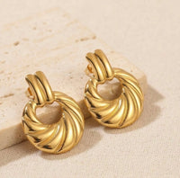 Chunky Croissant Dome Hoop Earrings - Anti-Tarnish Gold Plated Statement Jewelry