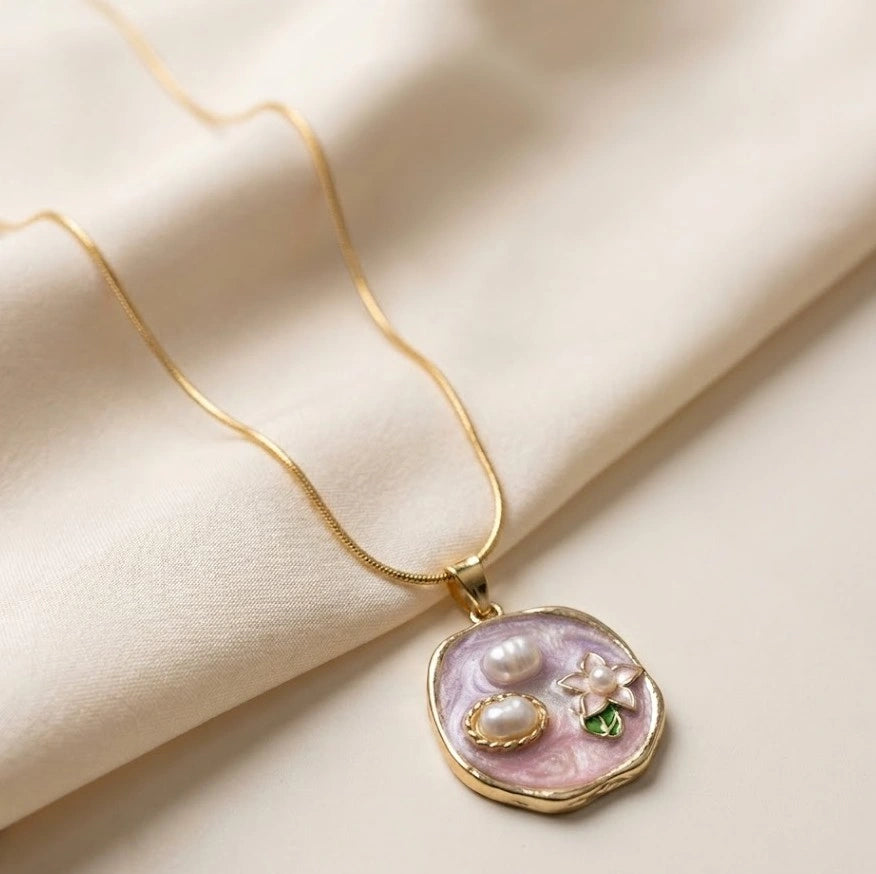 Floral Pearl Pendant Necklace | Anti-Tarnish Everyday Wear