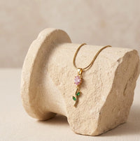 Dainty Floral Rose Pendant Necklace - Anti-Tarnish Gold-Plated-Tulip
