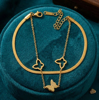 Korean Style Double Layer Butterfly Bracelet | Anti-Tarnish Gold Plated