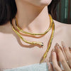 Flexible Gold Snake Choker Necklace & Wrap Bracelet - Statement Jewelry