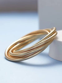 Multi-Layer Gold Snake Chain Coiled Bracelet | Statement Spiral Bangle