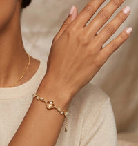 CZ Floral Vine Bracelet - Anti Tarnish Gold Plated for Women