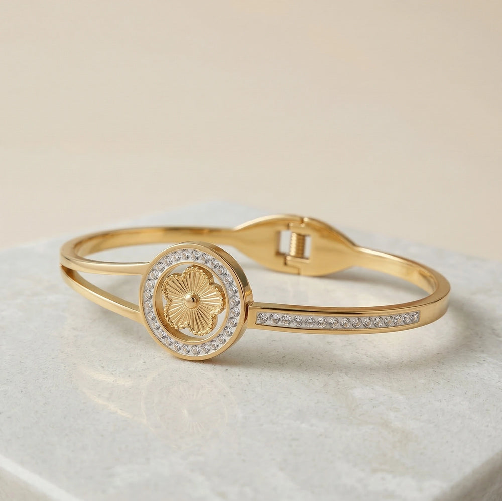 3-Piece Evil Eye & Floral Charm Bracelet Stack - Anti-Tarnish Gold Plated
