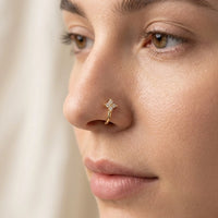 Floral CZ Gold-Plated Nose Pin - Anti-Tarnish & Water Resistant