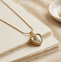 Anti-Tarnish Floral Heart Pendant Necklace | Gold Plated Everyday Jewelry