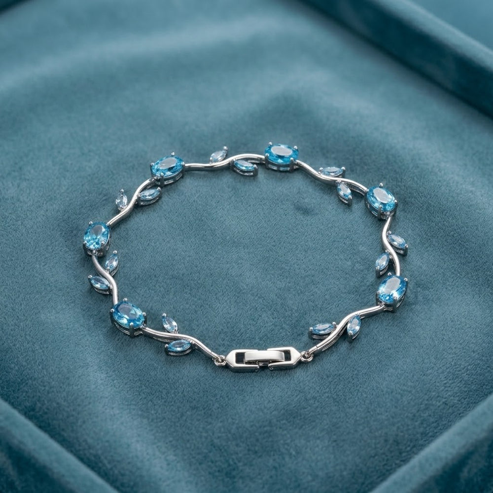 Blue Crystal Vine Anti-Tarnish Gold-Plated Bracelet for Women