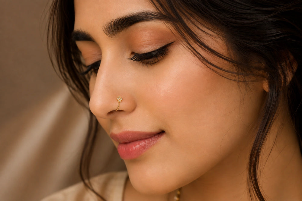 Floral Motif Anti-Tarnish Gold-Plated Nose Pin | Dainty Everyday Wear