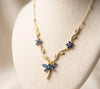 Blue Stone Dragonfly Floral Necklace - Anti Tarnish Gold Plated
