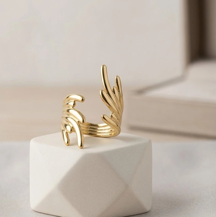 Abstract Sculptural Wrap Ring | Anti-Tarnish Statement Jewelry