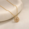 Four Leaf Clover Zircon Pendant Necklace - Anti-Tarnish Gold Plated