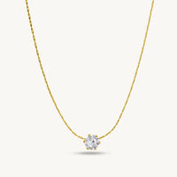 Solitaire Pendant Necklace | Anti-Tarnish Gold Plated Minimalist Chain