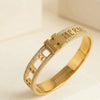 Designer Inspired H-Cutout Studded Anti-Tarnish Gold Plated Bracelet | Moncheri Jewels