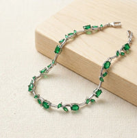 Emerald Green Vine Anti-Tarnish Gold Plated Bracelet