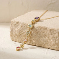 Multi-Stone Linear Drop Necklace | Anti-Tarnish Gold Plated | Moncheri Jewels