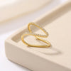 Geometric Double V Crystal Ring - Anti Tarnish Gold Plated