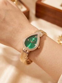 Vintage Emerald Teardrop Watch - Anti-Tarnish Gold Plated | Moncheri Jewels