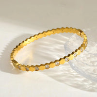 Hexagon Geometric Anti-Tarnish Gold-Plated Bracelet | Minimalist Korean Bangle