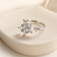 Crystal Star Adjustable Fashion Ring - High Quality Silver Plated CZ Jewelry