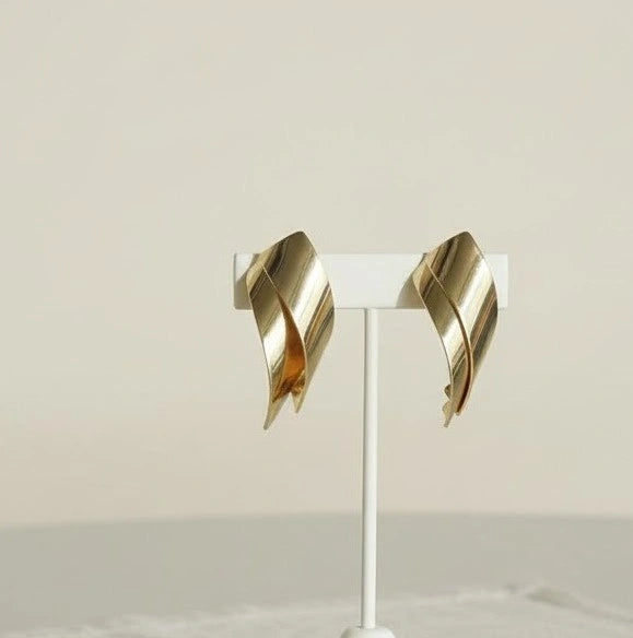 Geometric Fold Anti Tarnish Gold Plated Earrings | Modern Statement Jewelry