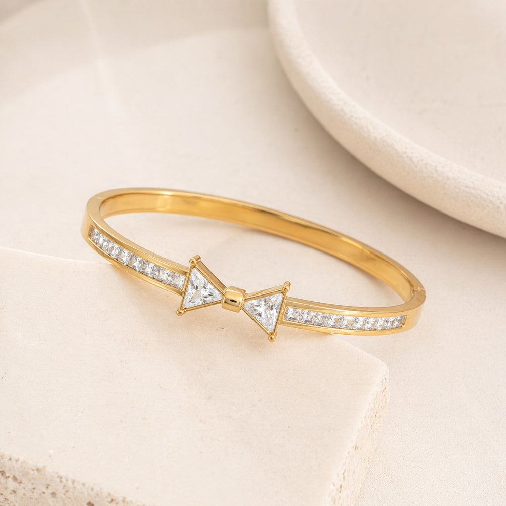 Coquette Crystal Bow Bracelet | Anti-Tarnish Gold Plated