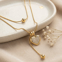 Anti-Tarnish Layered Heart Pendant Necklace | Gold Plated Snake Chain