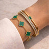 The Girl Duo | Anti-Tarnish Emerald & Clover Bracelet Set