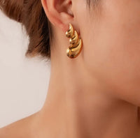 Chunky Swirl Statement Earrings - Anti Tarnish Gold Plated