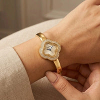 Elegant Clover Anti-Tarnish Gold Plated Designer Watch for Women
