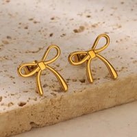 Bow Stud Earrings – Anti-Tarnish Ribbon Design (Korean Style)