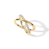 Crossover X Ring - Anti-Tarnish Gold Plated Criss Cross Band - Adjustable & Waterproof
