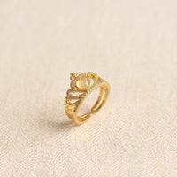 Gold Crown Princess Ring | Adjustable Heart Tiara Fashion Ring
