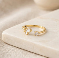 Korean Gold Butterfly Open Ring with Crystal - High Quality Fashion Jewelry