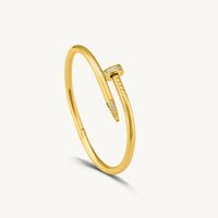 Crystal Nail Bangle - Gold Plated Anti-Tarnish Statement Bracelet