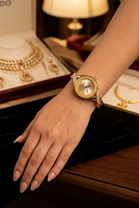 Elegant Gold Plated Crystal Watch for Women | Anti-Tarnish