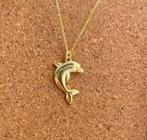 Dolphin Pendant Necklace – Anti-Tarnish Gold Plated | Waterproof Cute Animal Jewelry