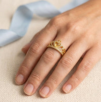 Gold Crown Princess Ring | Adjustable Heart Tiara Fashion Ring