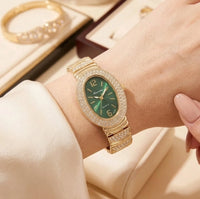 Emerald Aura Crystal Bezel Anti-Tarnish Gold Plated Watch