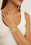 Vintage Floral Cuff Bracelet – Anti-Tarnish Gold Plated Open Bangle Statement Jewelry