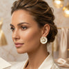 Gold Floral Pearl Stud Earrings | Premium White Enamel Fashion Jewelry