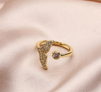 Sparkling Whale Tail Adjustable Fashion Ring - High Quality Gold Tone
