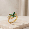 Green Crystal Butterfly Ring - High Quality Gold Fashion Jewelry
