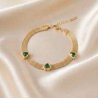 green-heart-mesh-bracelet-anti-tarnish-gold-plated
