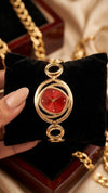 Vintage Gold Plated Red Dial Bracelet Watch – Anti Tarnish